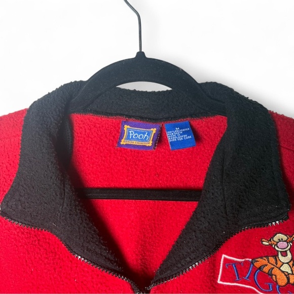 Vintage Pooh 100 Acre Collection Tigger Red Fleece Quarter Zip Pullover (M) - Picture 3 of 5